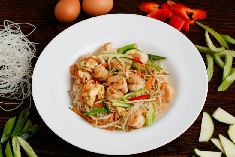 a close up of a plate of food on a table, wok, listing image, thumbnail, full product shot