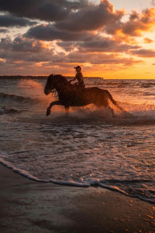 a man riding on the back of a horse in the ocean, inspired by Rosa Bonheur, unsplash contest winner, evening sun, tallinn, splashing, australian