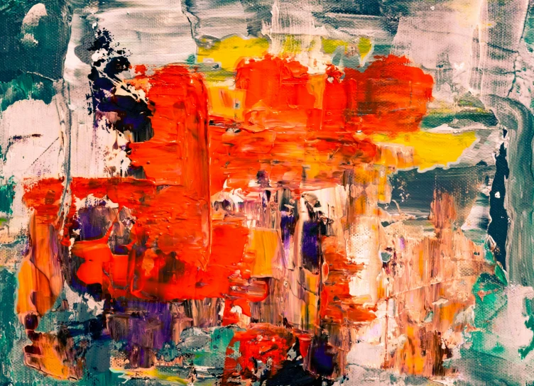 a painting with lots of different colors on it, inspired by Gerhard Richter, pexels, abstract expressionism, red and orange colored, palette knife, instagram post, professional artwork