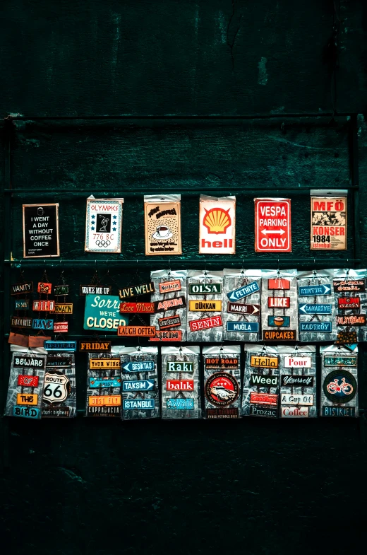 a bunch of stickers that are on a wall, poster art, by Daniel Lieske, unsplash, old signs, oily substances, 15081959 21121991 01012000 4k