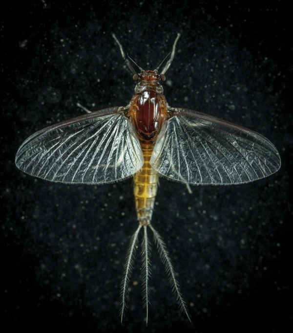 a close up of a insect on a black background, by Matthias Weischer, pexels contest winner, hurufiyya, wings made of glass, full frontal portrait, closeup 4k, high angle close up shot