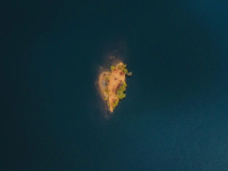 a small island in the middle of the ocean, a picture, unsplash contest winner, land art, brown, semi realism, island, simplified