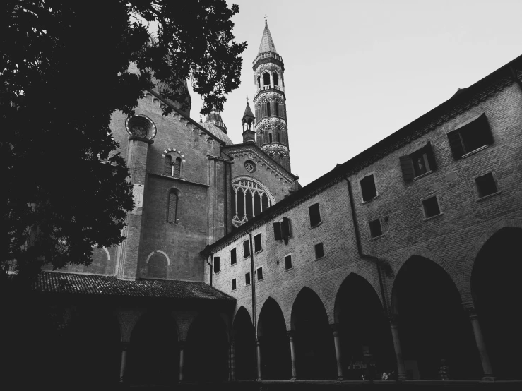 a black and white photo of an old building, a black and white photo, inspired by Taddeo Gaddi, unsplash contest winner, romanesque, mosque, photographic print, vintage photo