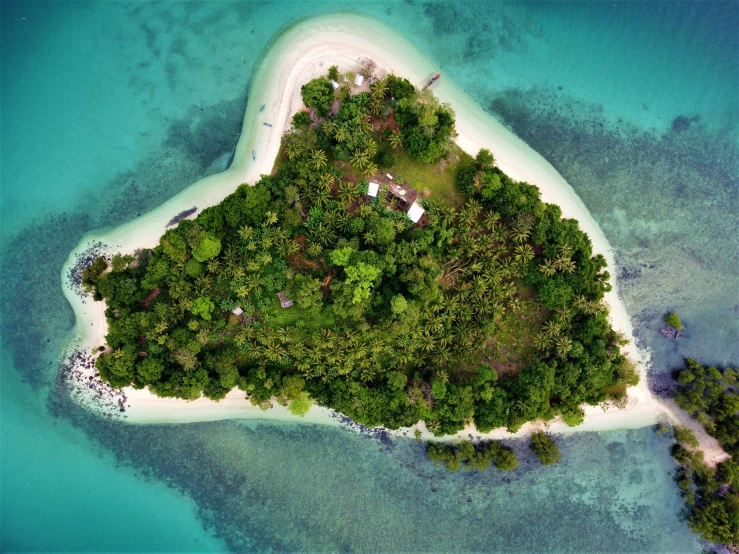 a heart shaped island in the middle of the ocean, by Jessie Algie, pexels contest winner, sumatraism, lush green, totalitarian prison island, white sand beach, annie liebowitz