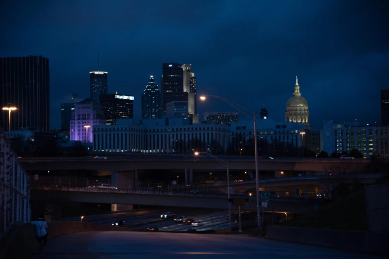 there is a view of a city at night