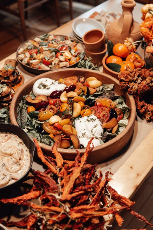 a table topped with lots of different types of food, unsplash, renaissance, wooden bowl, full frame image, turkey, profile image