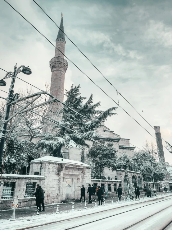 a view of an old building from the street