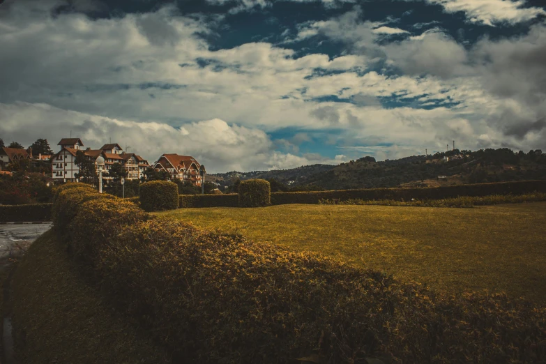 this is a view of some houses from the side of a hill