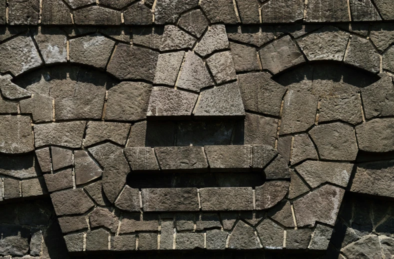 a stone face on the side of a building, an album cover, inspired by Piranesi, unsplash, substance designer height map, tiki, tileable texture, characters 8k symmetrical