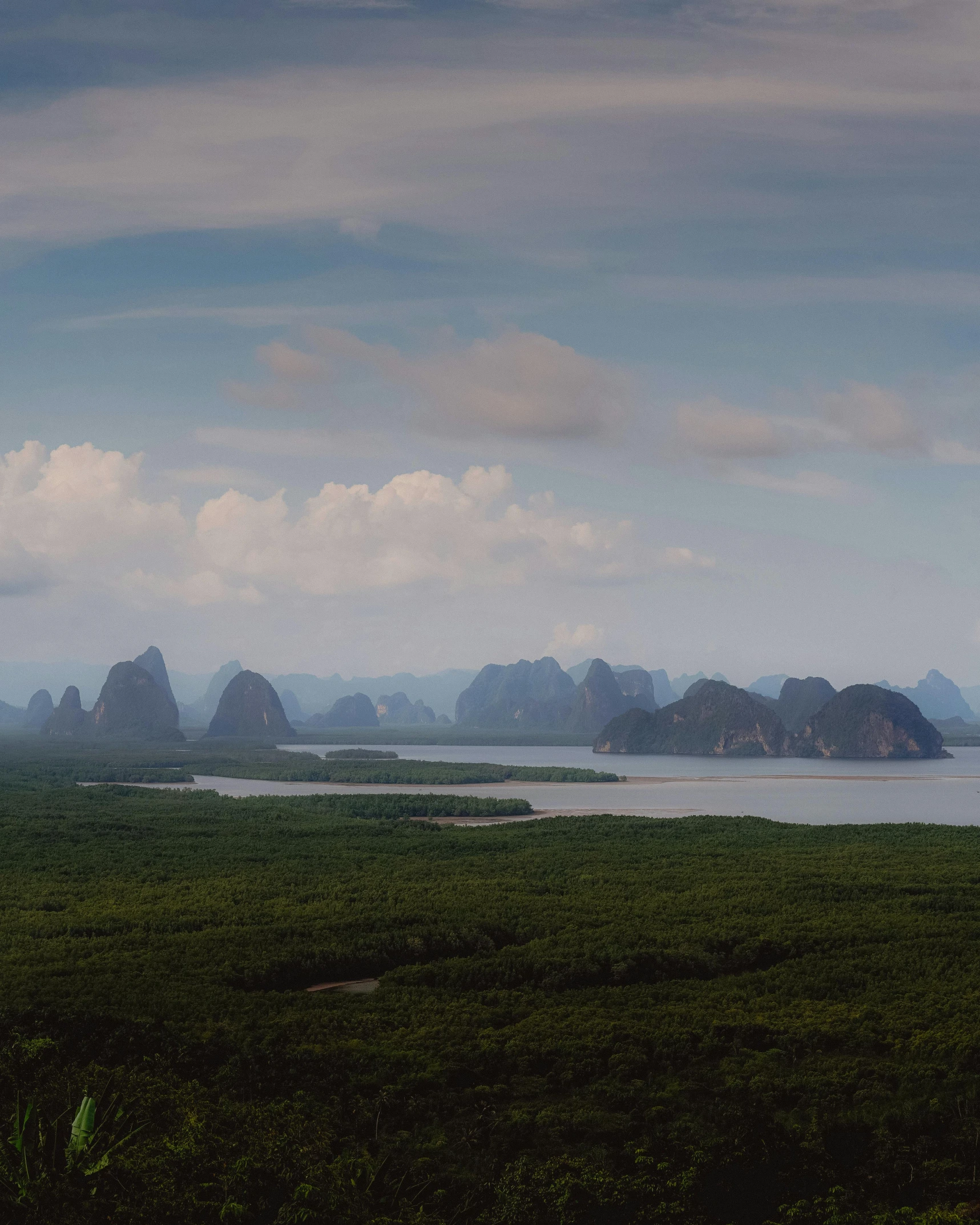 an island off the side of a river in the middle of the day