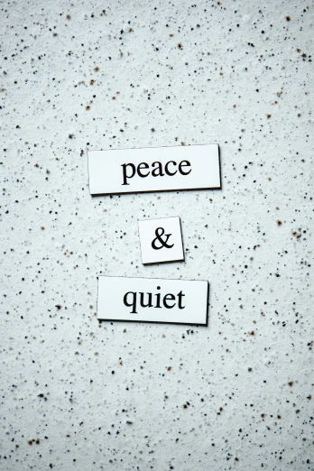 two pieces of paper that say peace and quiet, pexels, panel, 1 6 x 1 6, wall art, 2000s photo
