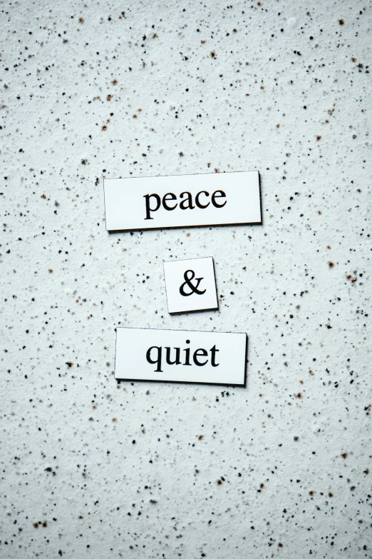 two pieces of paper that say peace and quiet, pexels, panel, 1 6 x 1 6, wall art, 2000s photo