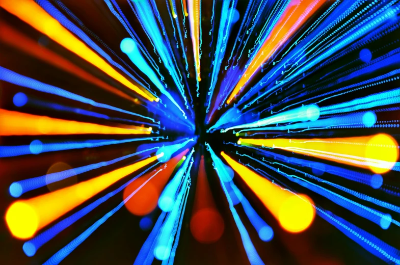 a close up of a bunch of colorful lights, a digital rendering, by Jan Rustem, pexels, light and space, hyperspeed, orange and blue colors, 2 5 6 x 2 5 6 pixels, in the field of inner hyperspace