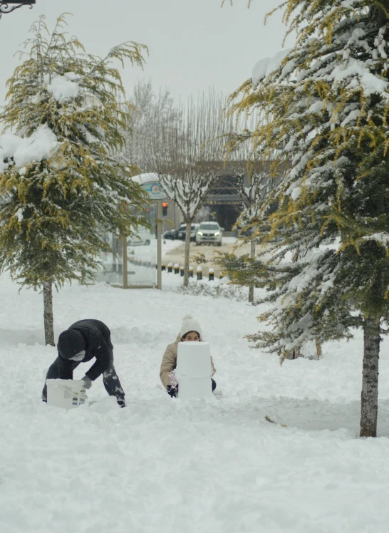 a couple of people that are standing in the snow, by Muggur, working, square, estefania villegas burgos, they might be crawling