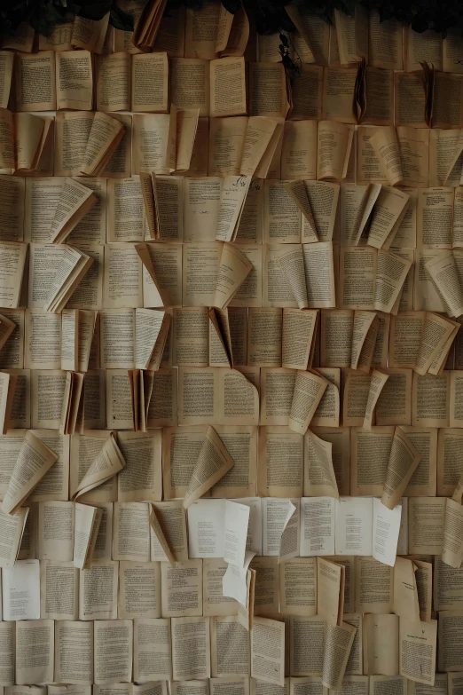 a bunch of books stacked on top of each other, by artist, trending on unsplash, conceptual art, shattered wall, made of cardboard, repetition, passages