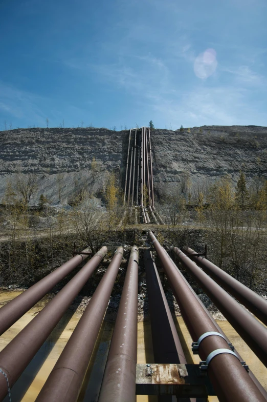 pipes that are sitting in the dirt