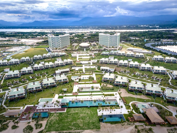 a large group of houses with water inside