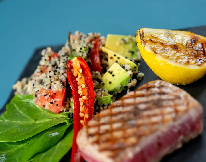 a close up of a plate of food on a table, tropical reef, profile image, daily specials, unbeatable quality