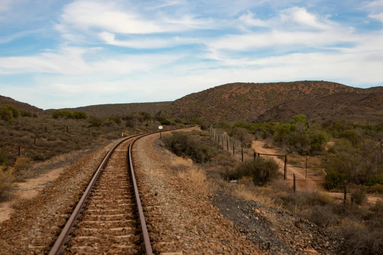 a train track in the middle of the desert, by Peter Churcher, unsplash, “ iron bark, settlement, hidden valley, thumbnail