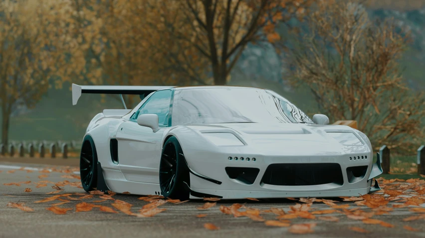 a very nice car on some sort of track with trees