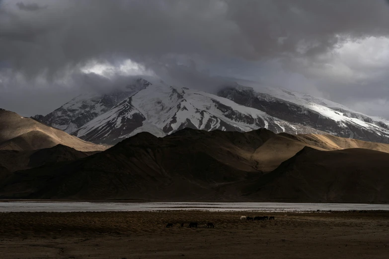 some snow covered mountains and a body of water