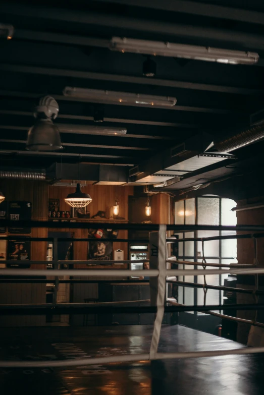 a man in the bar is waiting for his opponent to fight