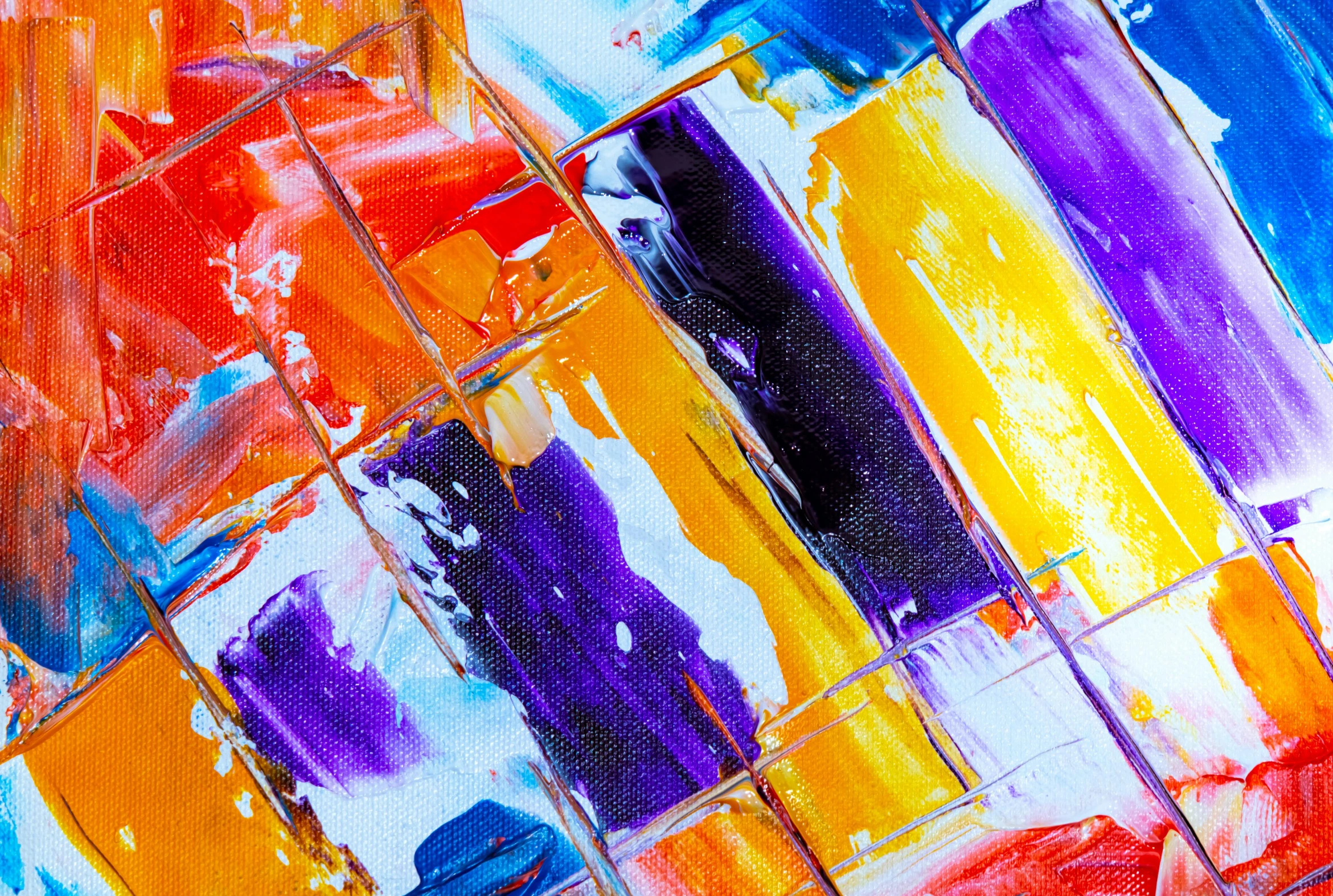 a painting with multiple colors of paint on it, trending on pexels, abstract art, some purple and orange, colorful glass wall, diagonal strokes, abstract blocks