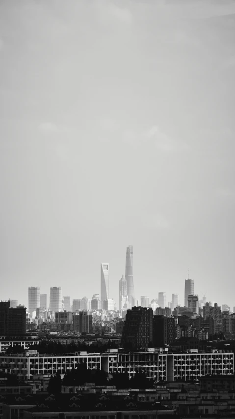 a black and white photo of a city skyline, inspired by Zha Shibiao, unsplash, minimalism, peru, two giant towers, modern high sharpness photo