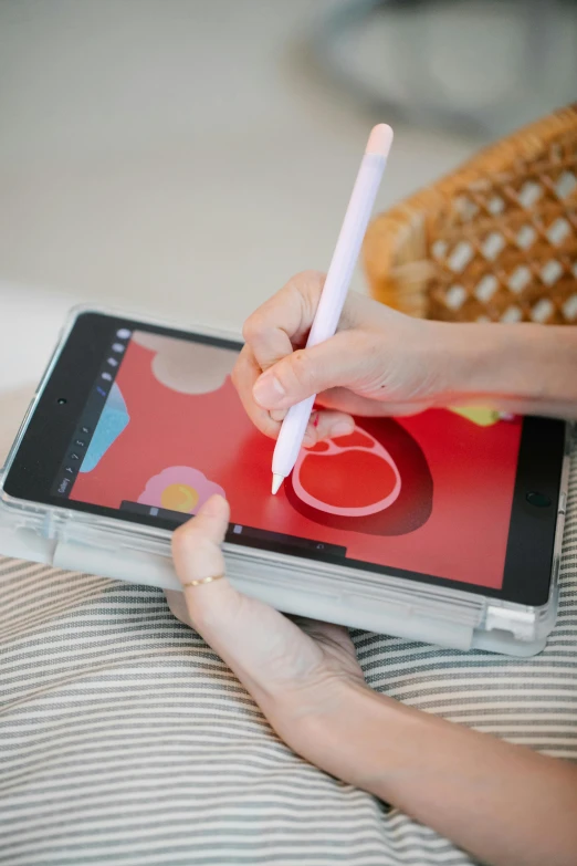 a person using a pen to draw on a tablet, by Julia Pishtar, silicone cover, clear edges, loundraw, thumbnail