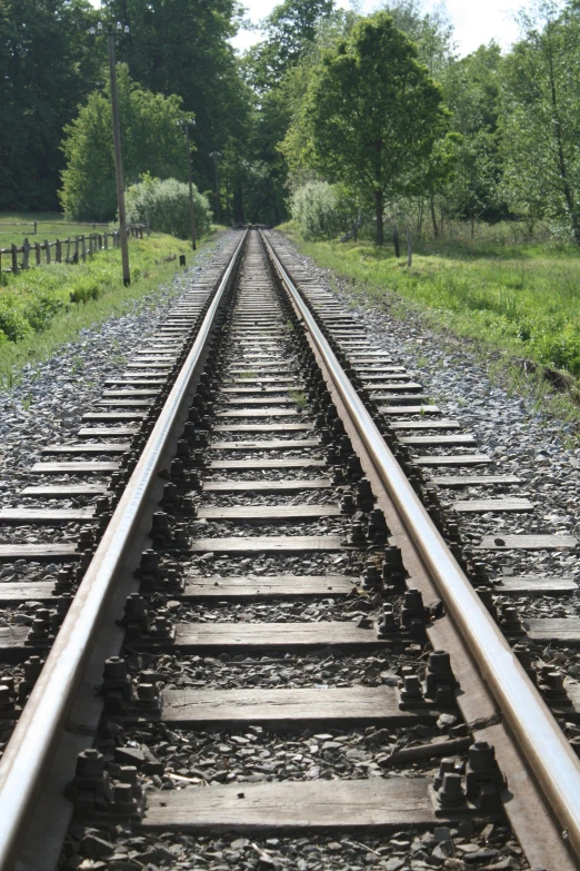 a close up of a train track with trees in the background, square lines, sparsely populated, straight smooth vertical, 2022 photograph