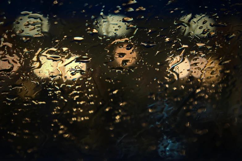 rain on the windshield of a car at night, an album cover, inspired by Elsa Bleda, pexels contest winner, conceptual art, liquid gold, face in water, [ 4 k photorealism ], cinematic photo 4k