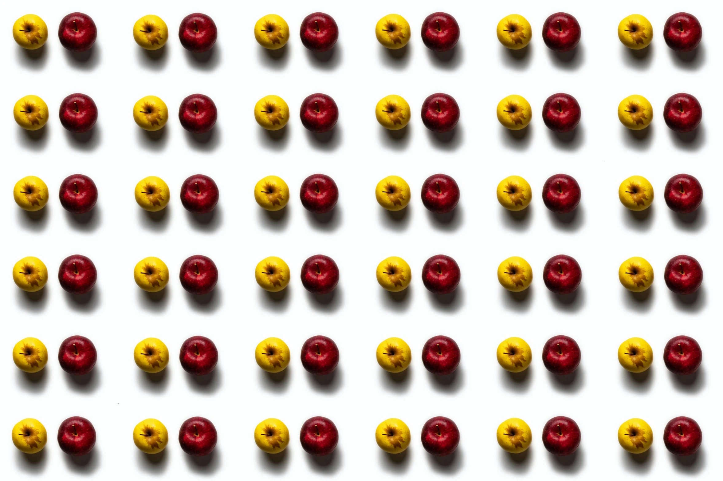 a lot of red and yellow balls on a white surface, by Gavin Hamilton, micro expressions, 2 colours, data, o pattern