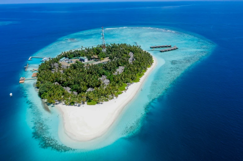 an island with a small boat on top of it