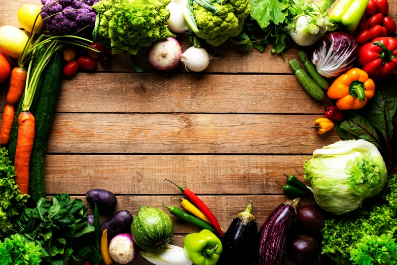 a wooden table topped with lots of different types of vegetables, profile pic, background image, square, best lighting