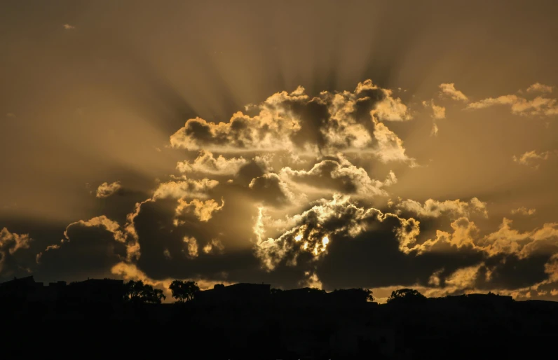 the sun is shining through the clouds in the sky, a picture, by Alessandro Allori, pexels contest winner, precisionism, agrigento, dappled golden sunset, today\'s featured photograph 4k, taken in 2 0 2 0