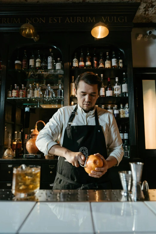 a man that is standing in front of a bar, pouring techniques, profile image, promotional image, halloween