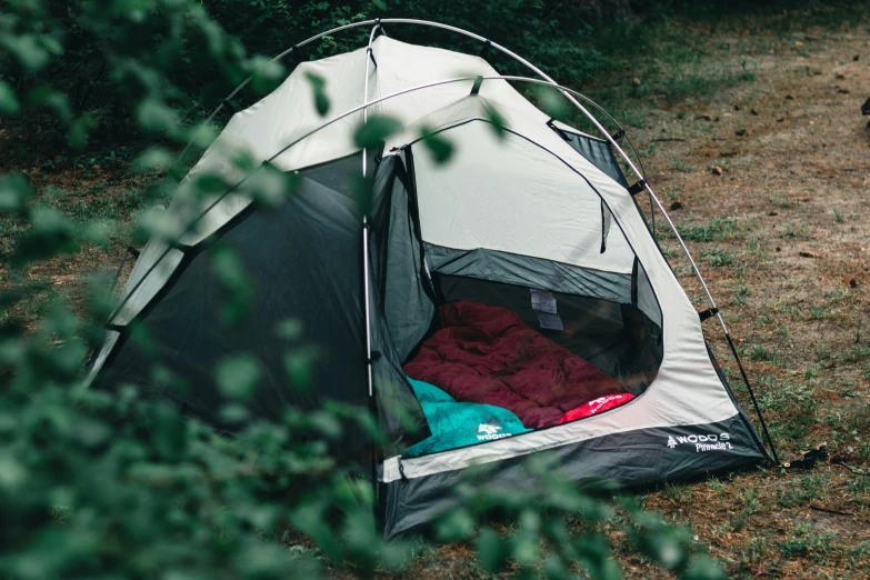 a tent that is sitting in the grass