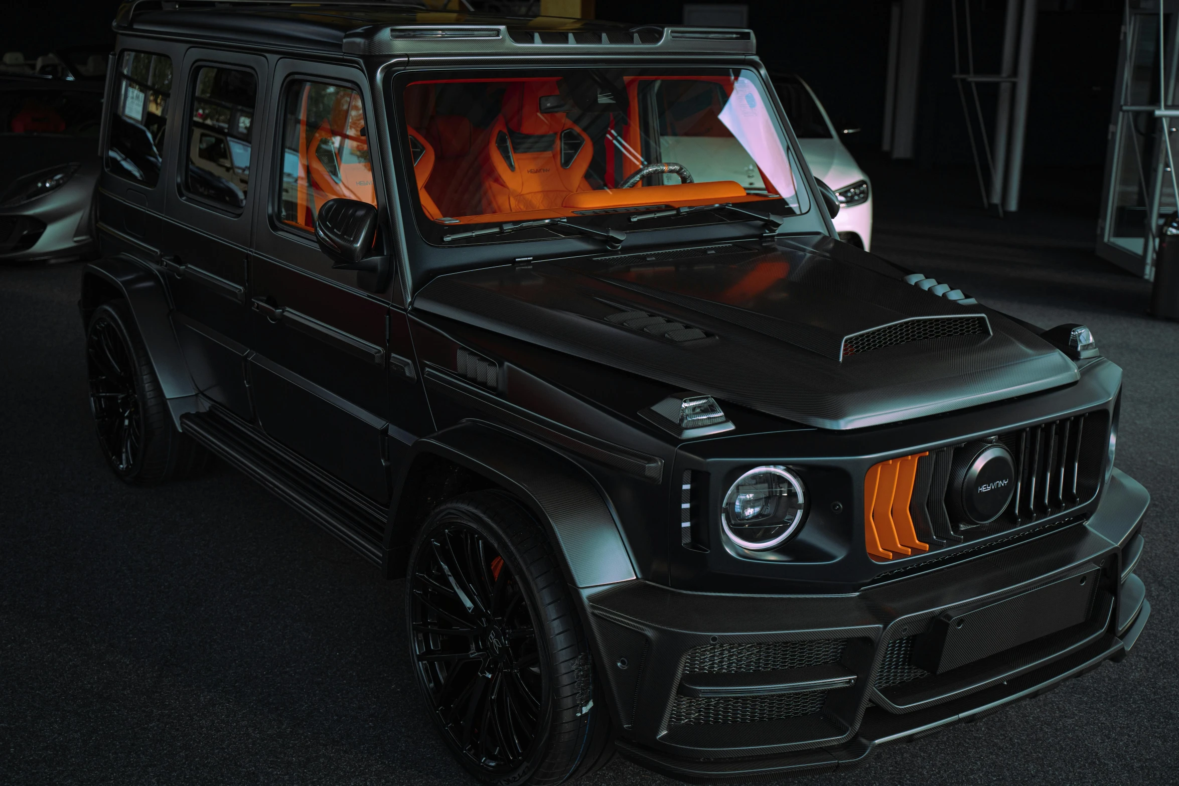 a black mercedes benz benz benz benz benz benz benz benz benz benz benz benz benz benz benz benz benz benz benz benz benz benz benz benz benz, an album cover, by Adam Marczyński, unsplash, anime car wrap, black and orange, square, beeple. hyperrealism