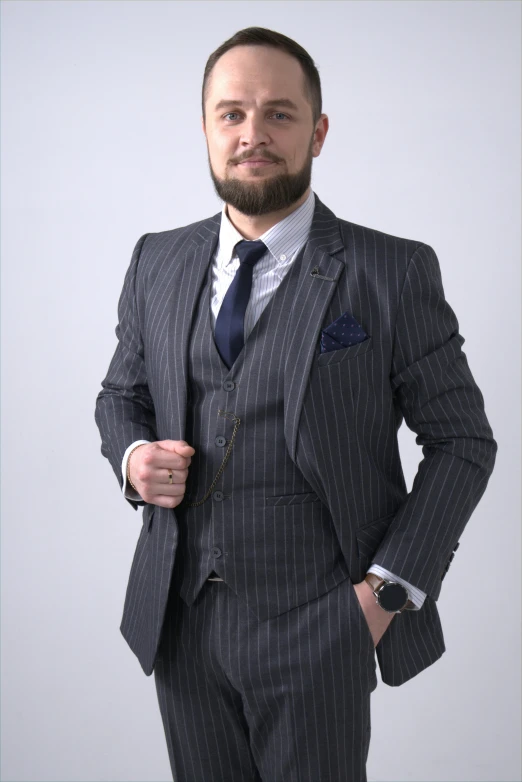 a man in a suit posing for a picture, style of marcin blaszczak, twitch streamer / gamer ludwig, fully body portrait, 3-piece-suit