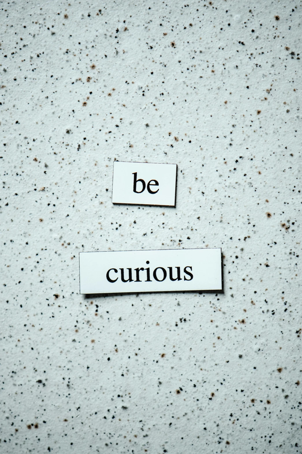 a picture of a sign that says be curious, unsplash, fluxus, magnetic, profile image, concrete poetry, precious gems