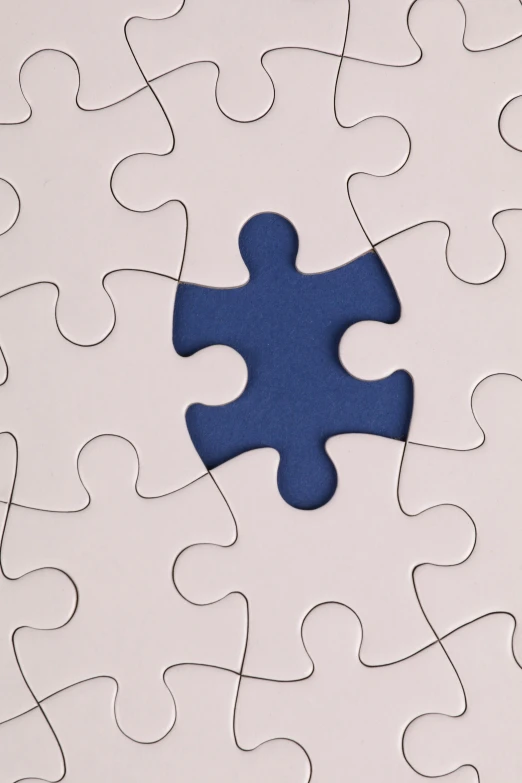 a blue piece of puzzle sitting on top of a white piece of puzzle, a jigsaw puzzle, 2 5 6 x 2 5 6 pixels, istock, elliot alderson, multiple stories