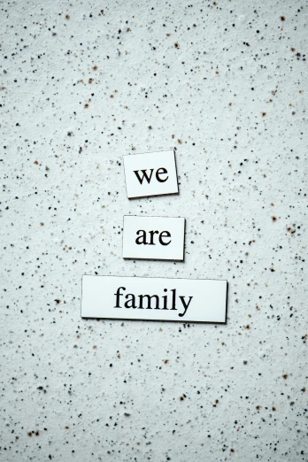 a sign that says we are family on it, pexels, magnetic, porcelain, multi-part, profile image