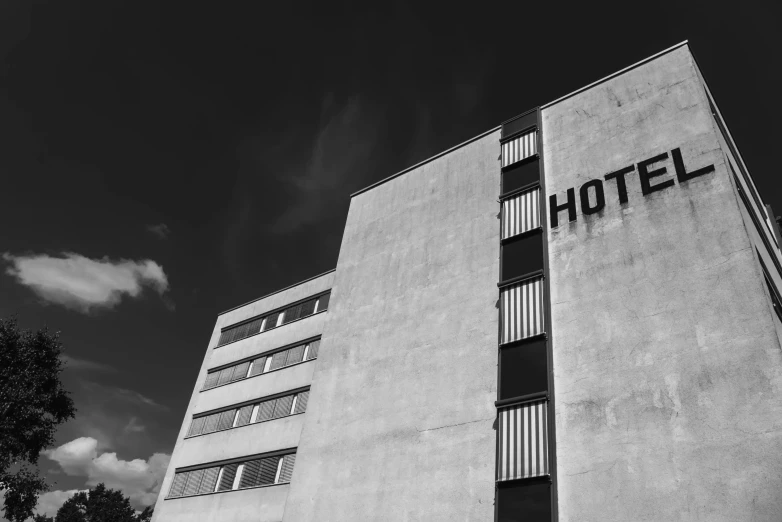 the front of a building with the words el written on it