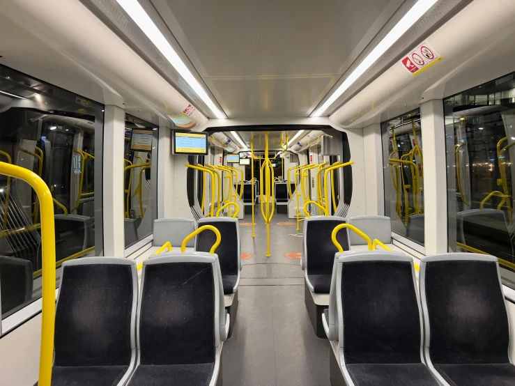 empty seats on the inside of a train