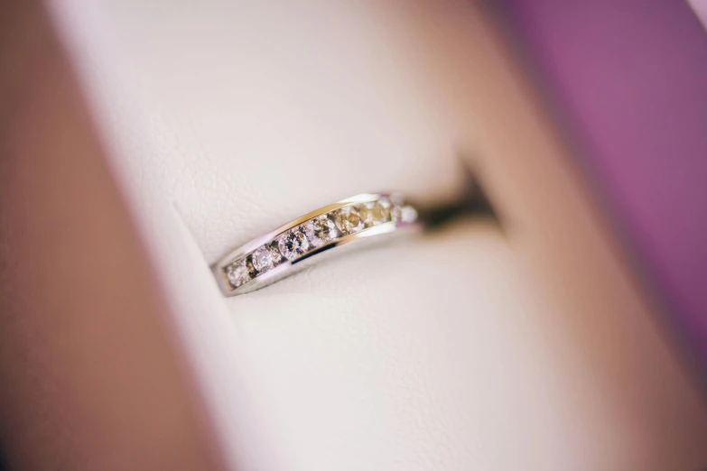 a diamond ring sitting on top of a white box, by Joe Bowler, pexels contest winner, embedded with gemstones, shallow depth, thumbnail, nose ring