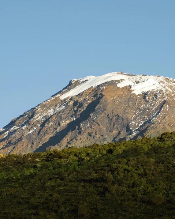 a snowy mountain with some trees near by