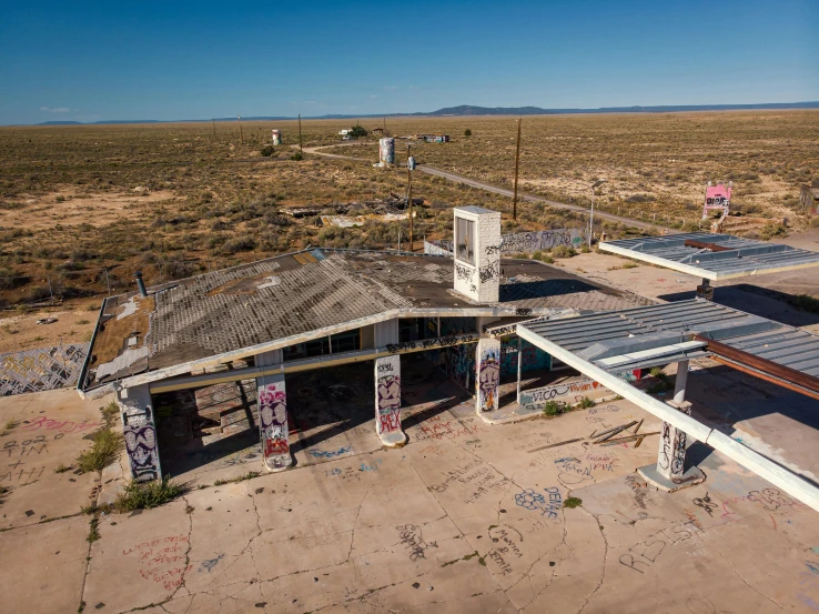 an old building in the middle of nowhere