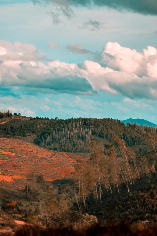 the beautiful view from the mountains, with an airplane flying in the sky