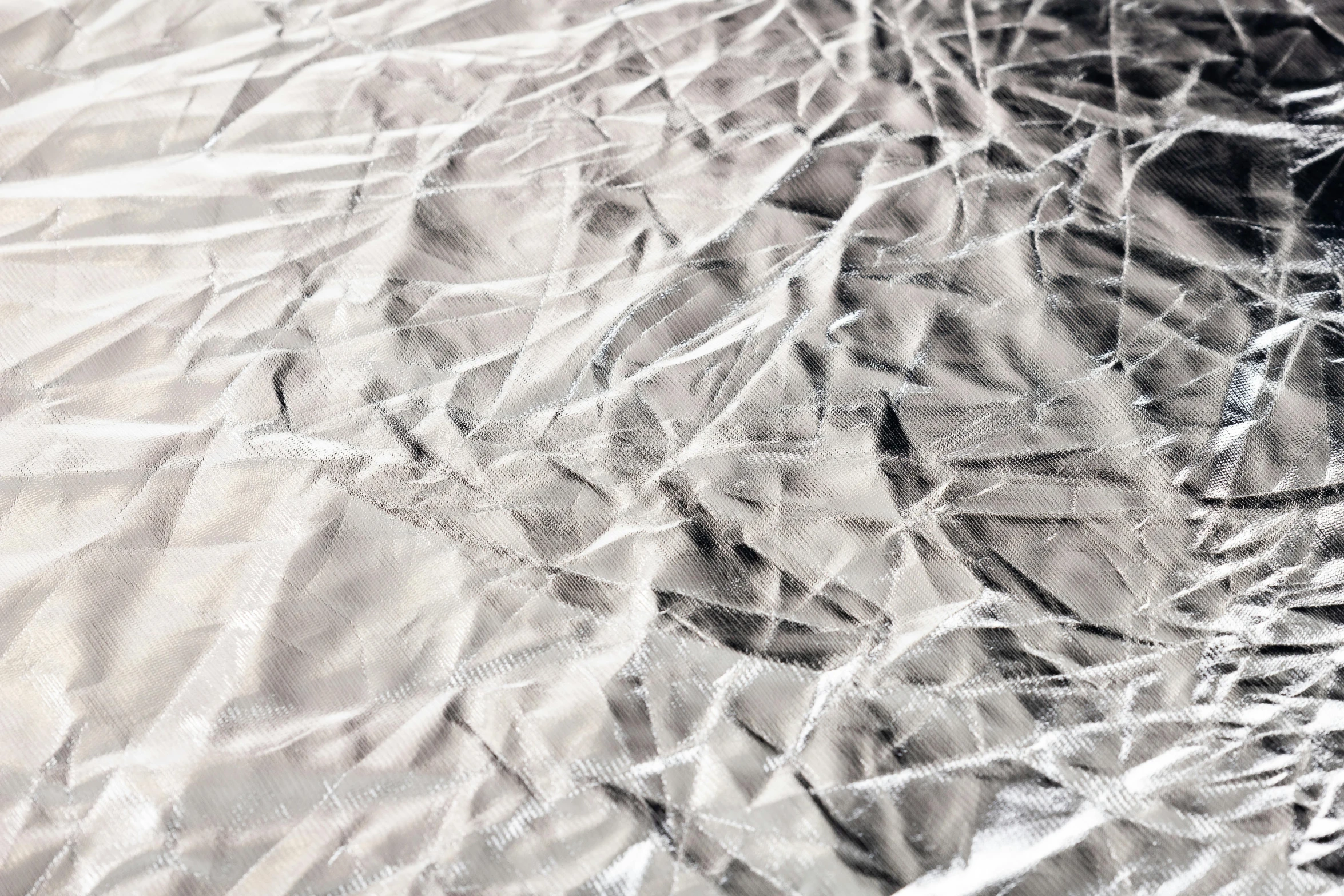 a close up of a piece of tin foil, an ultrafine detailed painting, inspired by Christo, unsplash, hyperrealism, loosely cross hatched, sheer fabrics, reflective ground, white sketch lines