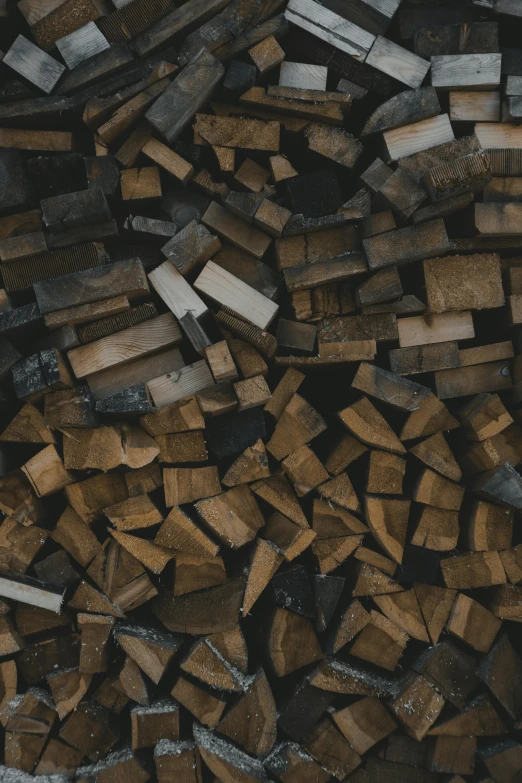 a pile of wood stacked on top of each other, an album cover, by Jesper Knudsen, trending on unsplash, renaissance, coal, brown, grey, nose made of wood